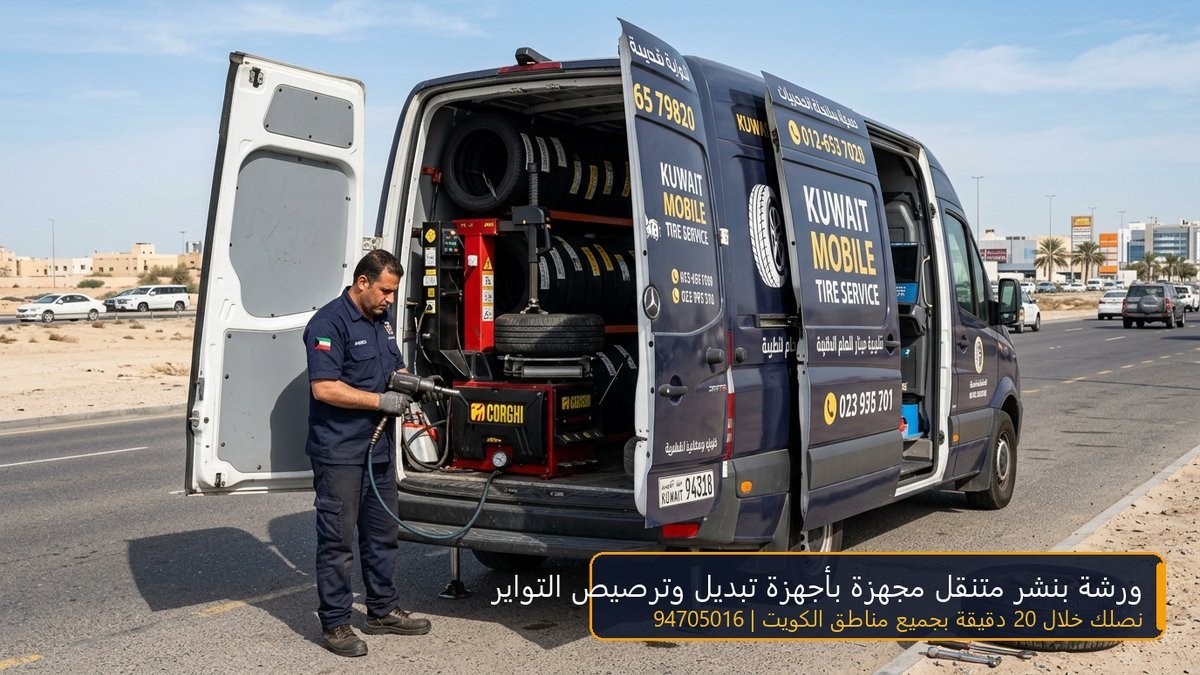 سيارة بنجرجي متنقل مجهزة بأحدث ماكينات فك وتركيب وترصيص الإطارات في الكويت 94705016