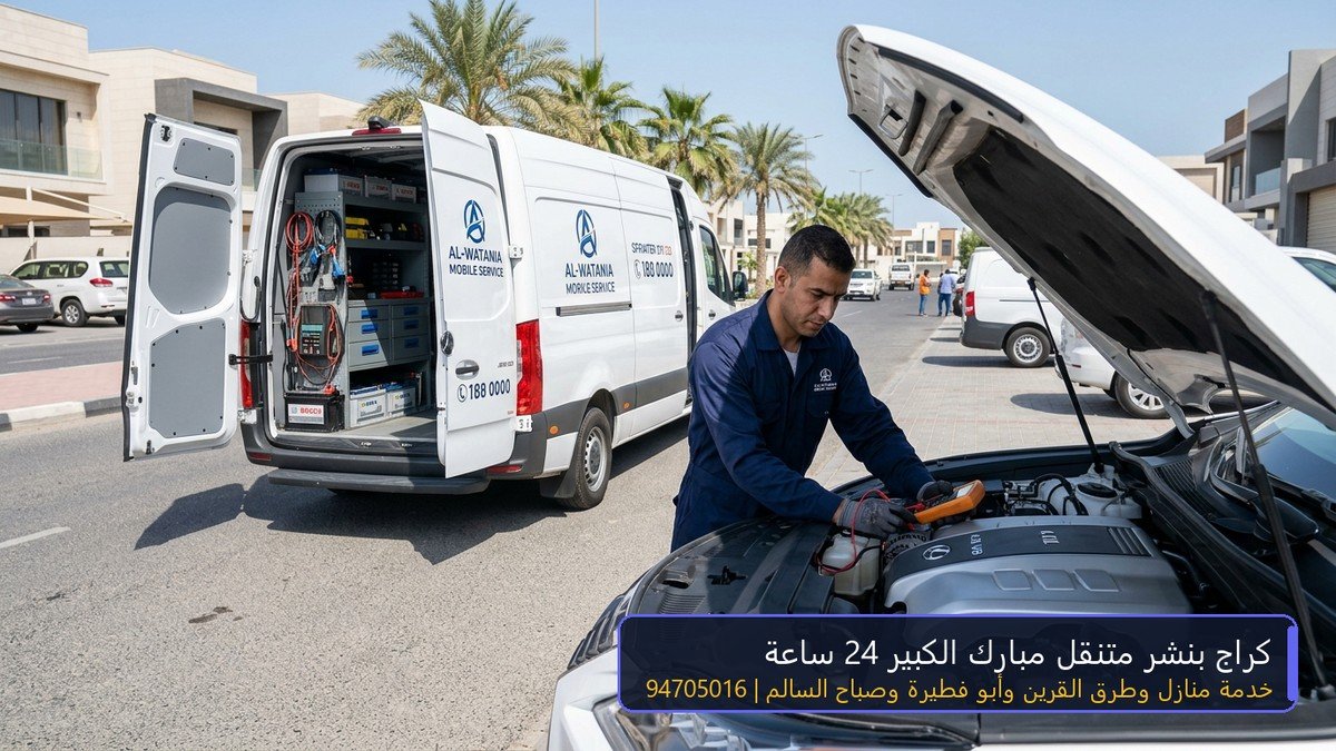 كراج بنشر متنقل محافظة مبارك الكبير خدمة منازل VIP تصليح سيارات وتبديل تواير وبطاريات بالقرين وصباح السالم 94705016